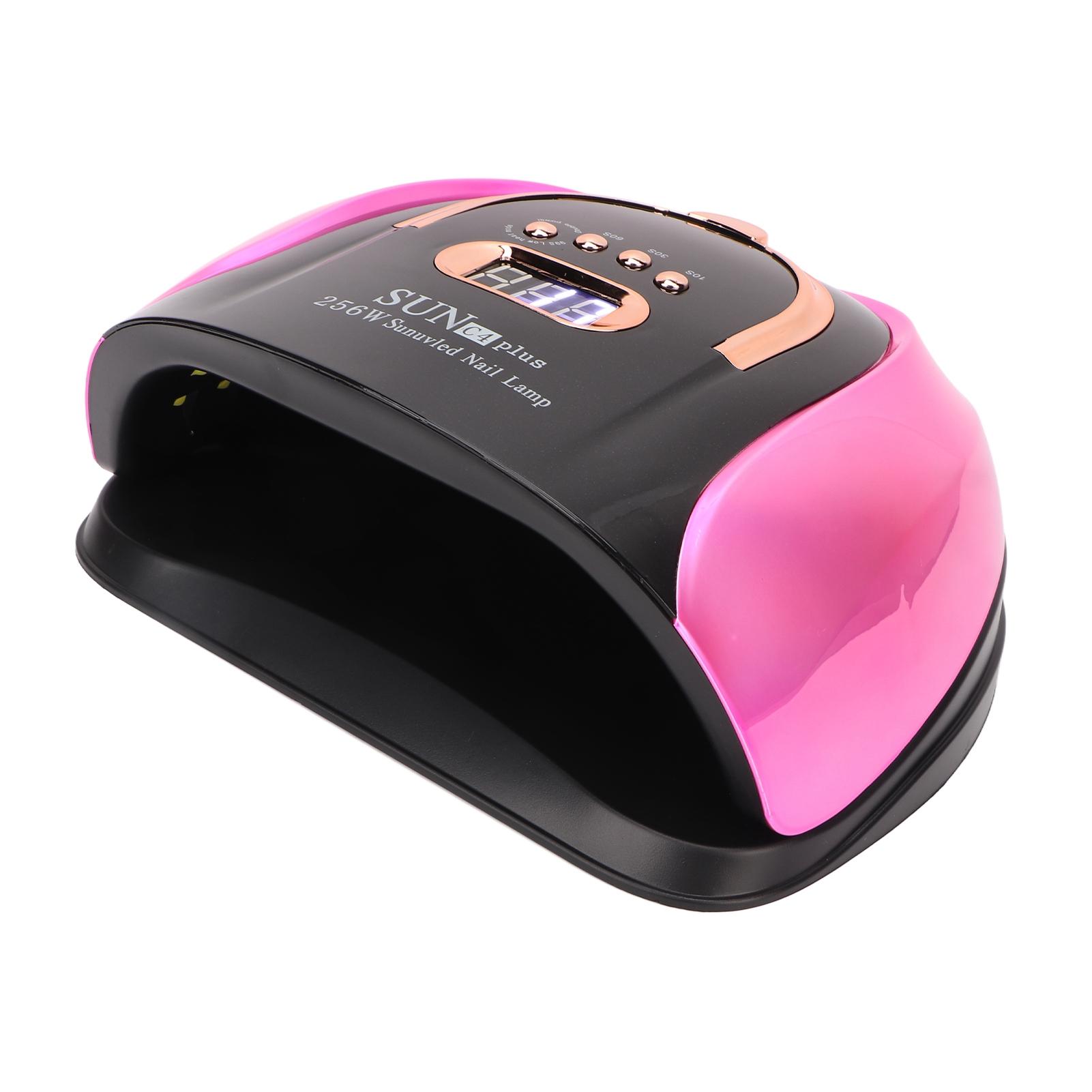 

УФ-лампа для гелевых ногтей 256 Вт 57 шт. Ламповые чипы 4 таймера Быстрое отверждение Портативная ручка Фиолетовый Красный Дизайн ногтей US Plug