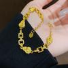 24K Gold-Plated Gourd Bracelet: New Chinese Style Retro Bangle, Light Luxury High-End Jewelry for Women