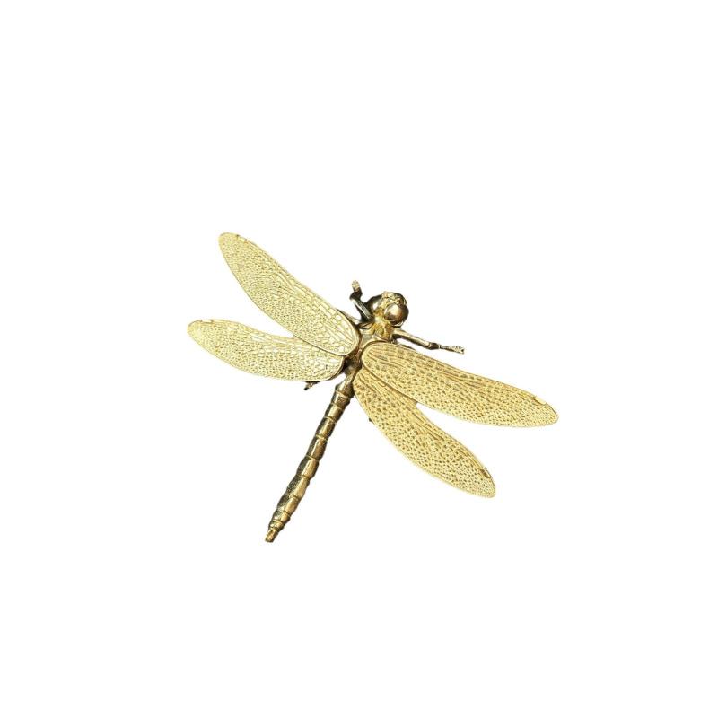 Brass Dragonfly Ornaments, Desktop for Home and Office Decoration, Tea-tasting Pet Handicrafts