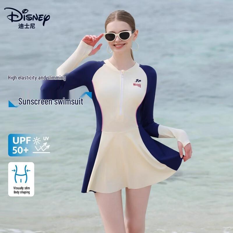 Disney Women s Long-Sleeve Skirted One-Piece Swimsuit XL