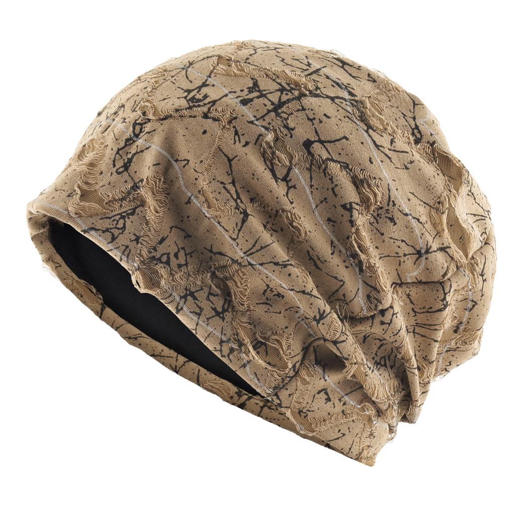 Women's Spring Autumn Thin All-match Face-showing Small Baotou Cold Vintage Loose Trendy Cool Ripped Common Jacquard Beanie