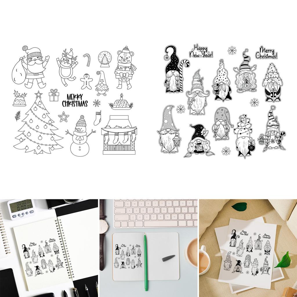 Christmas Series Clear Stamps Vintage Silicone Seals for DIY Scrapbooking Card Making Embossing Decoration Rubber Stamps