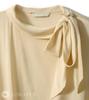 J-Scott Ribbon Neck Blouse with French Sleeves and Bow Tie, Simple, Shiny, Beige, JS52-BG-XL (Limited Stock)