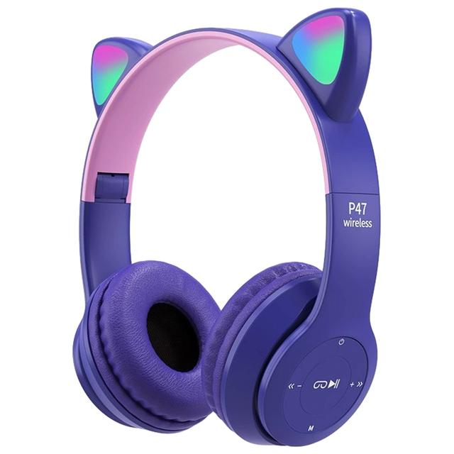Flash Light Kids Children Headphone Voice Control Bluetooth-Compatible Pink Little Girl Earphone Gift Cartoon Phone Headset Gift