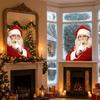 Double-Sided Visible Static Cling Window Sticker 2D Flat Peeking Santa Claus  Living Room