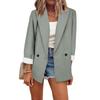 Womens Solid Color Long Sleeve Blazer Jacket Loose Fit Office Wear Winter