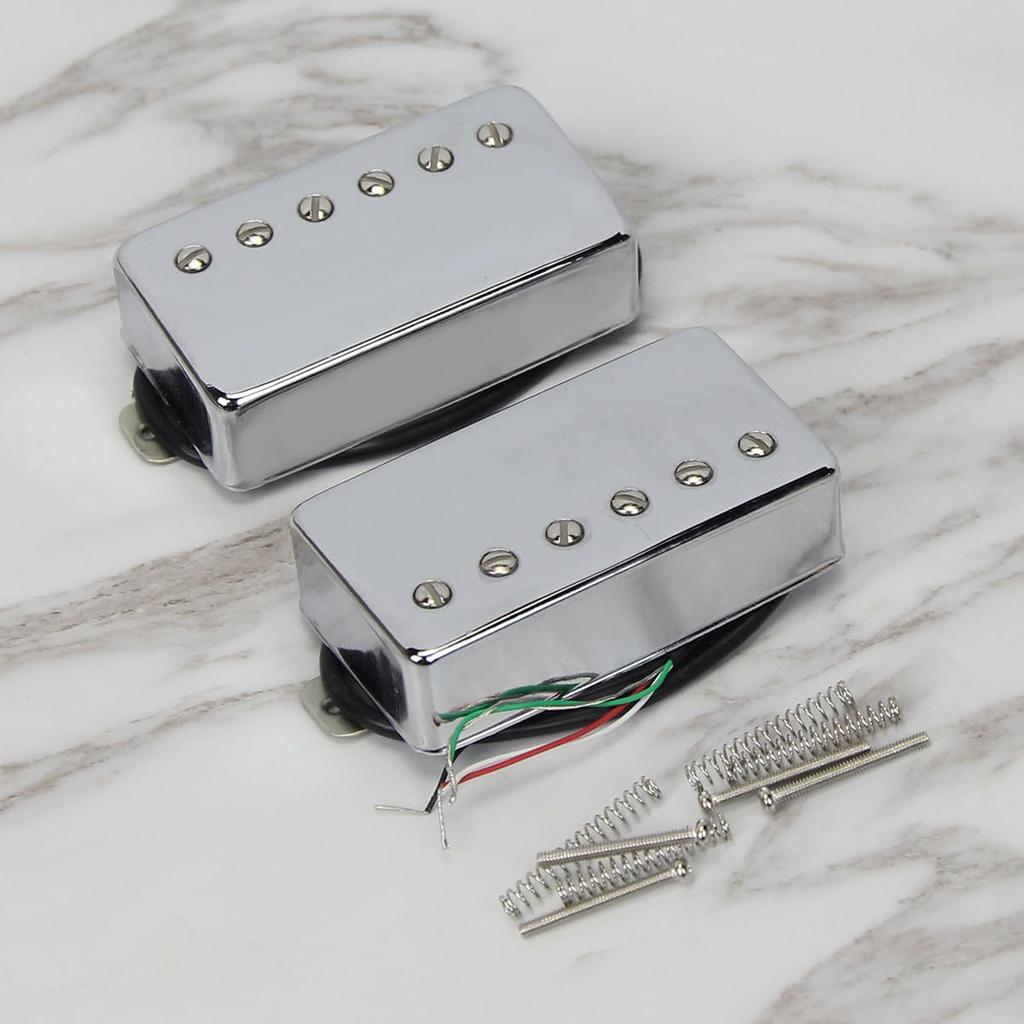 FLEOR Alnico5 Guitar Humbucker Neck and Bridge Pickup Chrome LP Guitar Pickup Parts Pickup, 4-Wire Set, Fit, Style,