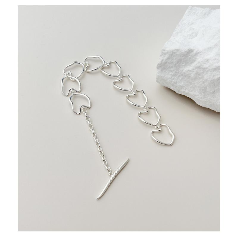 925 Sterling Silber Unregelmäßig Geformte OT Schnalle Hohl Liebe Armband Weibliche Einfache Nische Design Vielseitiges Armband
