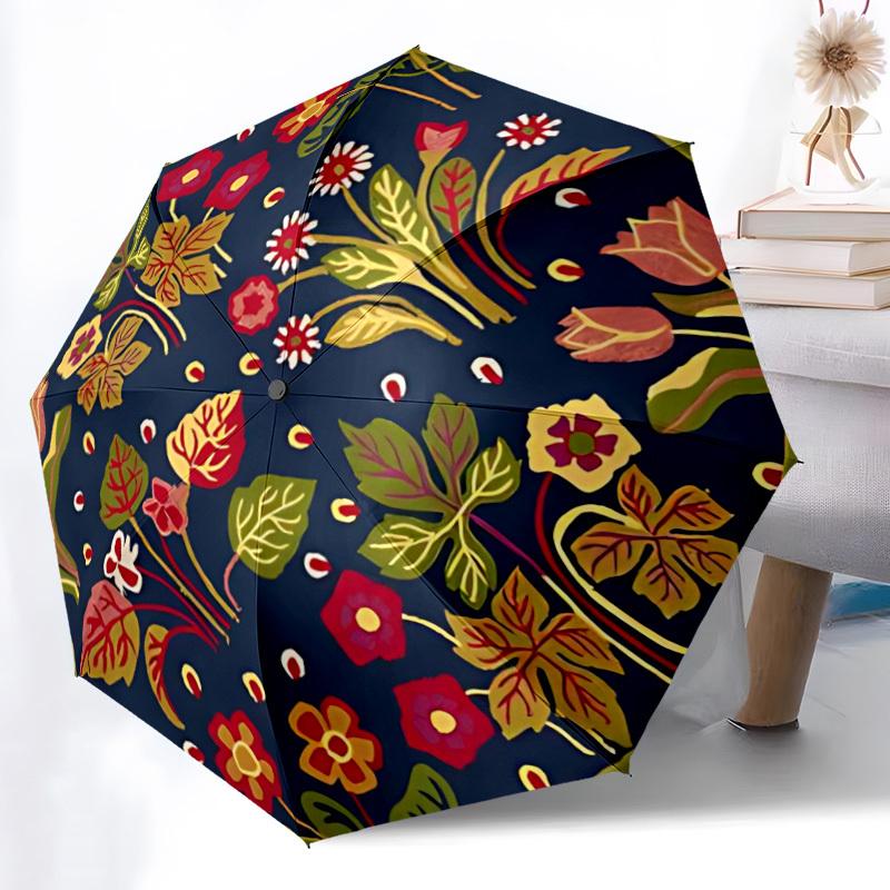 

1pc Floral Pattern Automatic Folding Umbrella Durable Iron Frame,All Seasons Home Travel Outdoor Multifunctional Umbrella yy251115115