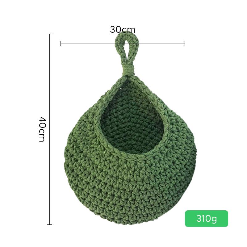Handwoven Bird's Nest Fruit and Vegetable Storage Net Bag - Water Drop Shape, Ins Style Hanging Tapestry.