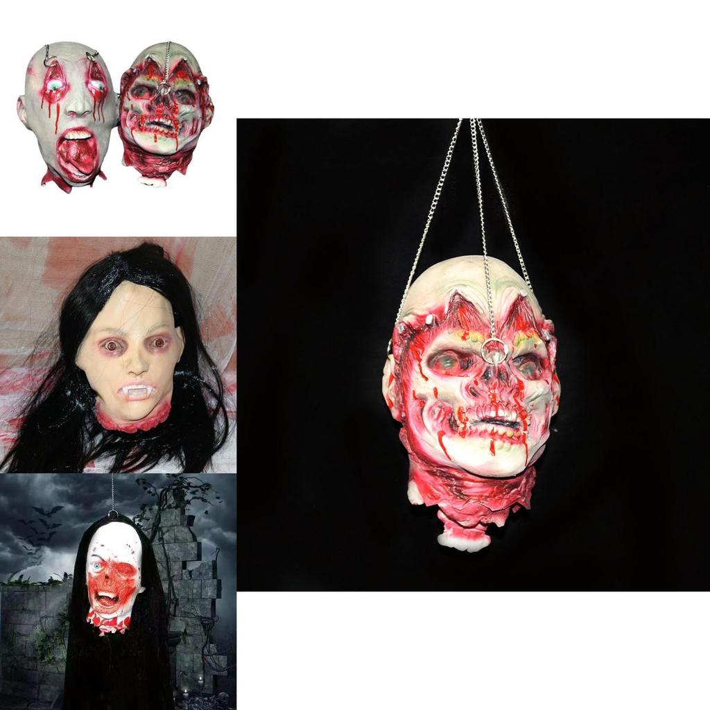 Halloween Simulation Horror Zombie Skull Head Props For Spooky Scene Decor