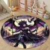 Playful Round Halloween Multicolor Floor Rug, Non-Slip Floor Mat for Laundry Room