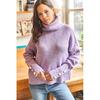 Knit Winter Sweaters Women's Long Turtleneck Cuff Buttoned Soft Textured Oversize Knitwear Sweater