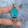 Oval Turquoise Gemstone Electroformed Birthday Gift Engagement Pendant Copper VP-42