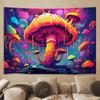 Neon Mushroom Tapestry Polyester Fiber Atmosphere Bedroom Living Room Wall Hanging Room Decoration