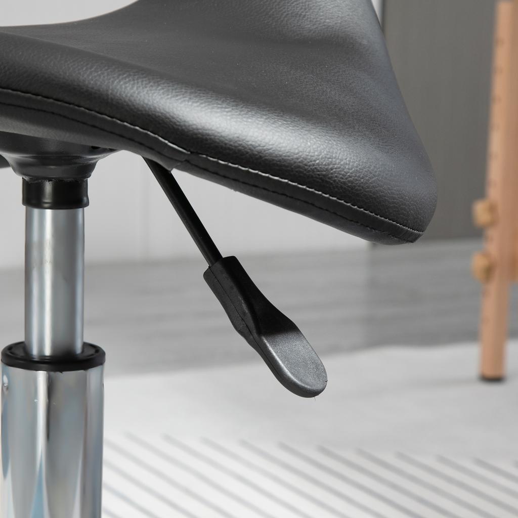 Height-Adjustable Stool with 5 Wheels and Ergonomic Foam-Padded Seat, 36.2x37.5x51-66 cm, Black