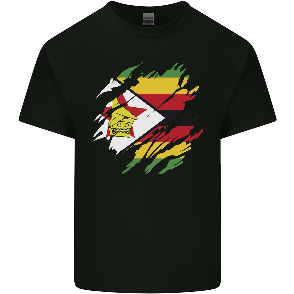 Torn Zimbabwe Flag Zimbabwean Day Football Unisexs Light Cotton TShirt
