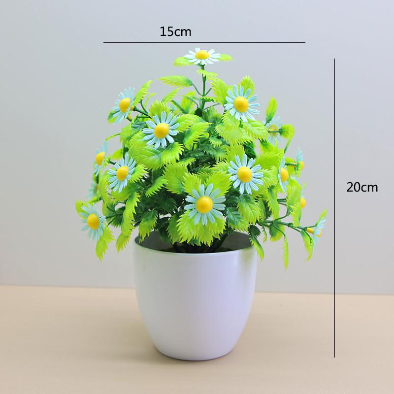 Handmade Faux Chrysanthemum And Spread Palm Artificial Plants For Home And Workspace