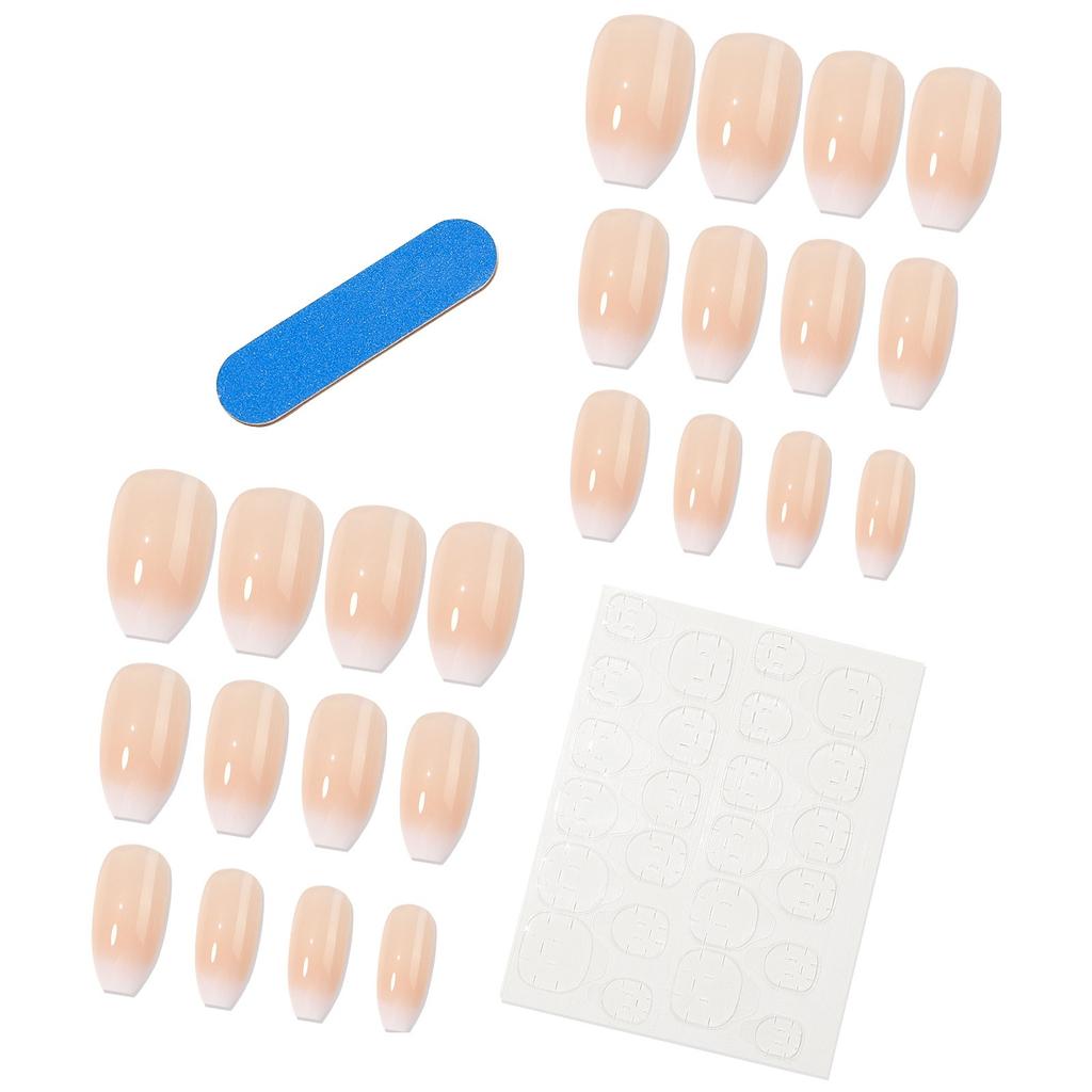 Pure Desire To Wear Armor, French Smudge Nail Art Film zum Anzeigen der Aufhellung, kurzer künstlicher Nagelflicken, abnehmbarer künstlicher Nagel