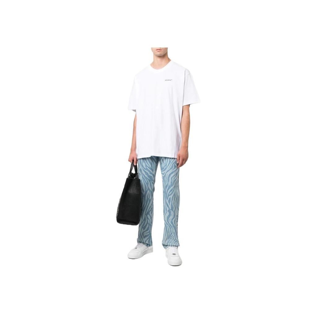 Off-White Arrows Logo Print Tee White Men Tops OMAA038C99JER0080110