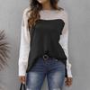 T-shirt Women's Pullover Knitted Sweater Cross-border European and American Women's Clothing Autumn and Winter New Sweaters Contrasting Colors Splici