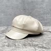Big Head Circumference Beige Leather Octagonal Hat Women'S Season Trendy British Retro Painter Hat Japanese Beret
