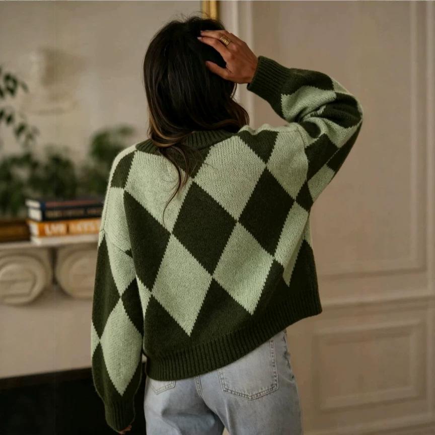 Women's V-Neck Cardigan, Loose Fit