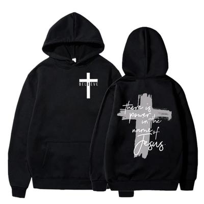 Męskie Chrześcijańskie Bluzy z Kapturem z Wiarą Niezbędne Tam Moc Imię Jezusa Graficzna Bluza z Kapturem Krzyż Wiary Bluzy z Kapturem i Bluzy Męskie