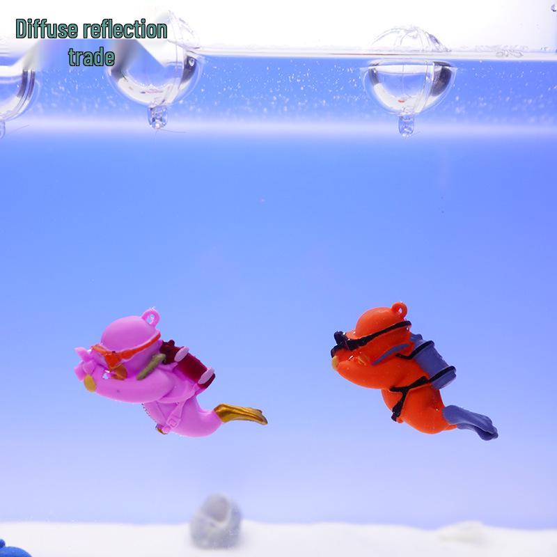 Blue Diver Fish Tank Ornament Set - Floating Aquarium Decoration Gift