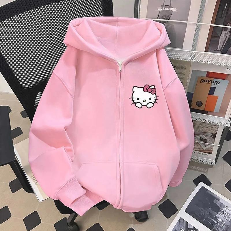 Thin jacket spring kitten girls Zip Up Hoodie cute kawaii Harajuku style Kid Streetwear Childrens Hoodie Zipper Sweatshirt Girls Boys Hoody