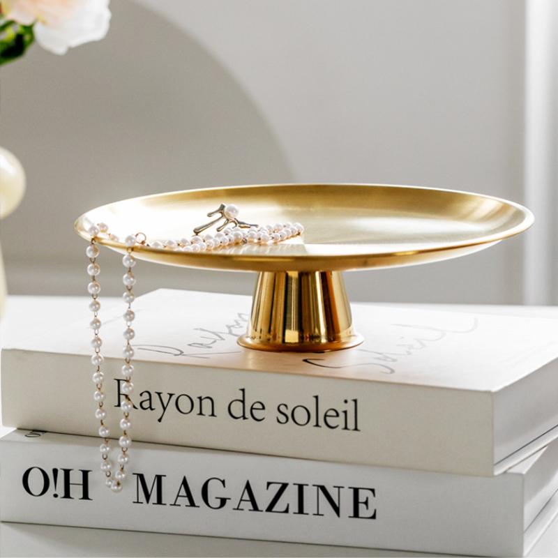 Circular Mirror Stainless Steel Fruit Tray, Snack and Candy Tray, Living Room Coffee Table Storage Tray, Accessory Accessories