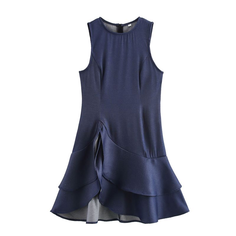 Jnleaog Autumn New Women's Clothing Fashion Style Stylish In Stock Asymmetric Ruffles Waist-Tight Dress