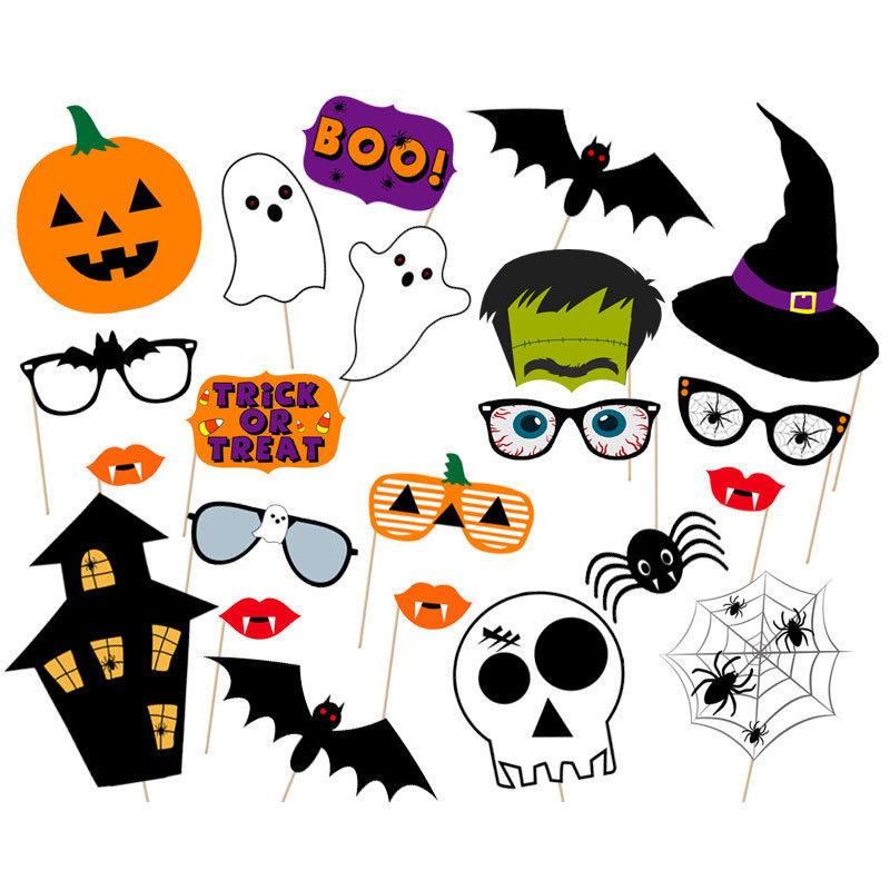 Halloween Ghost Festival Party Mask & Pumpkin Bat Photo Props