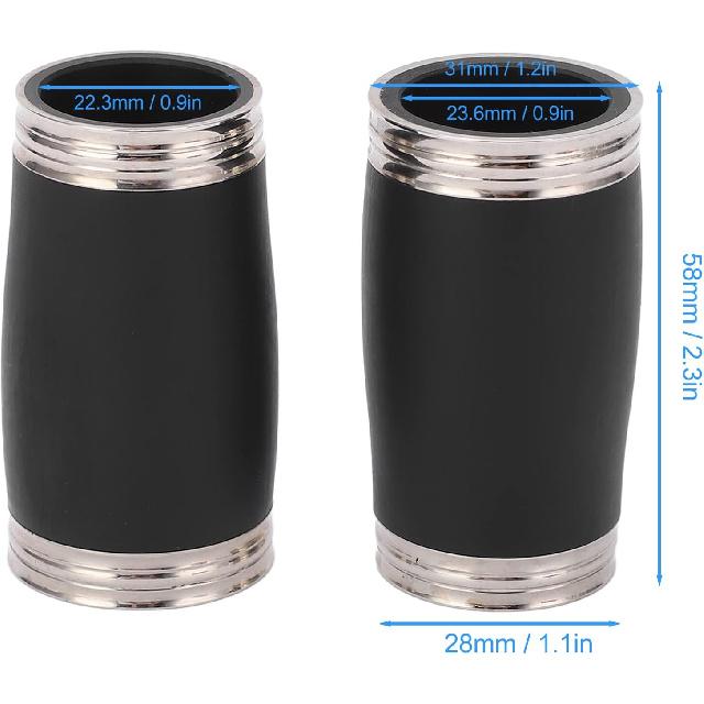 2PCS Two Section Clarinet, Clarinet Tuning Tube Tuning Tube Bb Treble Pitch Pipe Clarinet Barrel Replacement Accessories 58MM