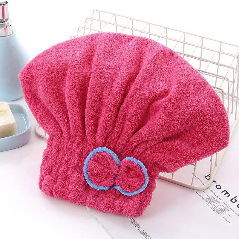 

Shower Cap Women Hair Microfibre Quick Drying Bath Spa Bowknot Wrap Towel Hat for Room Accessories рожевий червоний колір