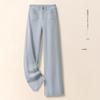 Women's High-Waisted Light Denim Wide-Leg Pants - Slimming, Loose-Fit, Fashionable for Spring & Autumn 2025