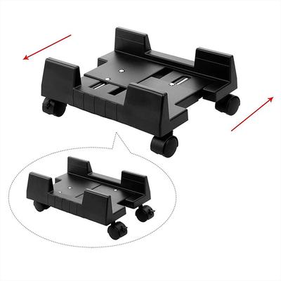 Mobile Desktop Computer Floor Stand Rolling Wheels Adjustable Width PC Tower Holder (Black)