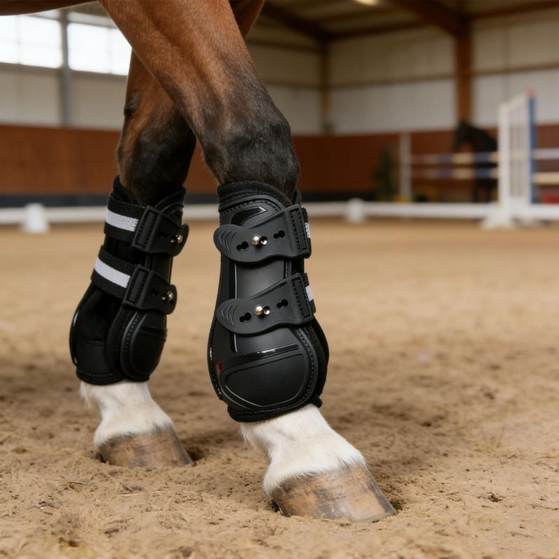 Verstellbare PU-Schale Sehnenstiefel für Pferde Leichtgewichtiger Schützender Beinschutz für Pferde Reit-Beinschutz Langlebig