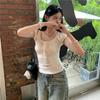 [Keren Cotton Modal] Korean Pure Lace Lace-up Short-sleeved T-shirt Women's Summer Slim-fitting and Thin Top