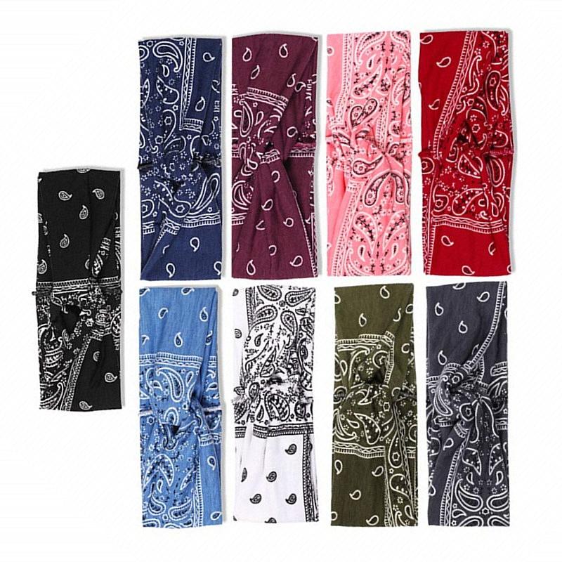 Cashew Flower Print Headbands for Women Girls African Boho Cotton Hairband Stretch Knotted Turban Headwrap Hair Accessories