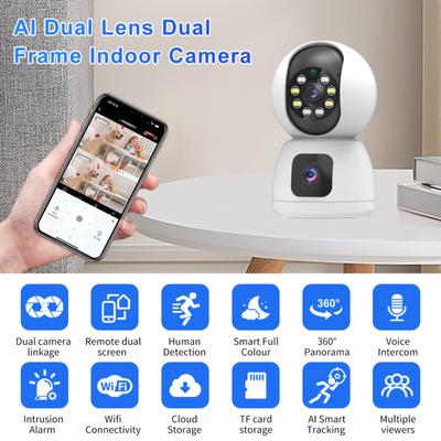 Security Cameras Outdoor 1080P HD Dual Lens Security Camera 2MP WiFi Camera 2 Way Audio Color Night Vision Motion Detection