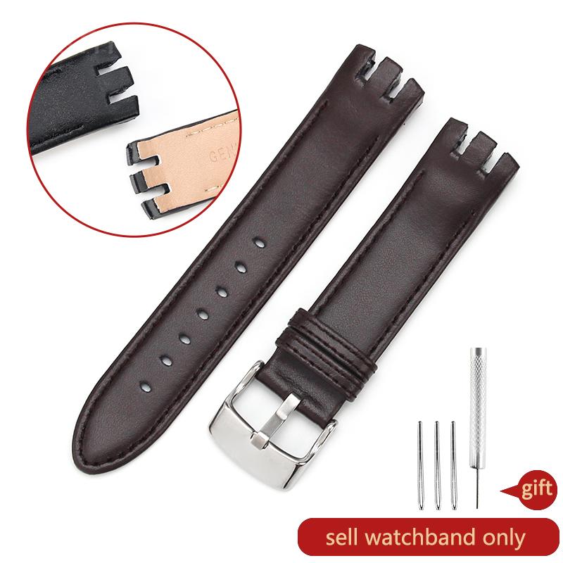 Für Swatch Yts401 402403g Wasserdicht Schweißfest Bogenförmige Schnittstelle Uhrenarmband Zubehör 20mm Echtes Leder Uhrenarmband