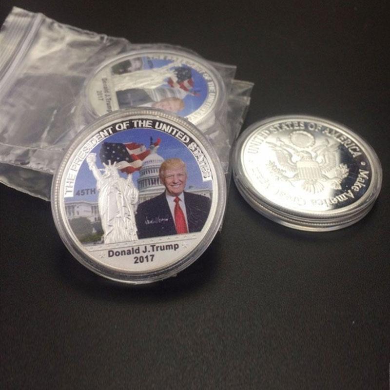 1Pcs Coin American 45th President Donald Trump Coin US White House The Statue of Liberty Silve