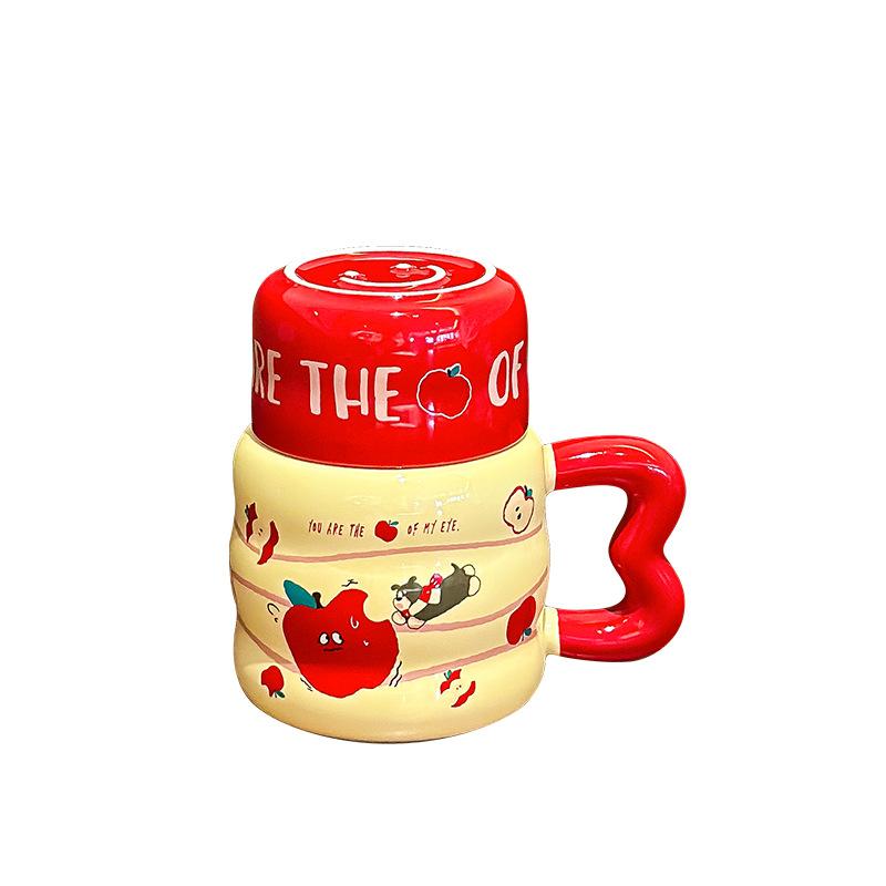 Căniță Cățeluș Măr Fierbător Model Nou Foarte Drăguț Cuplu Fete Acasă Cămin Cupă Ceramică