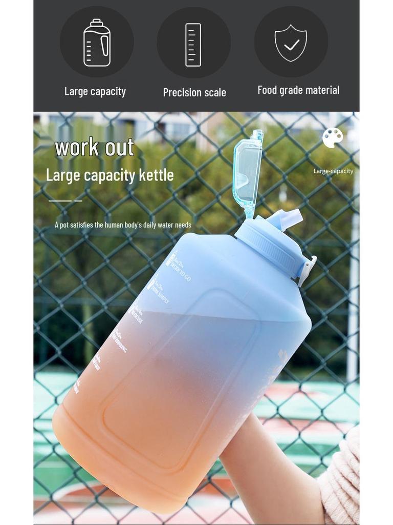 Large Capacity Frosted Sports Water Bottle with Straw - Temperature Resistant Portable Travel Cup for Men