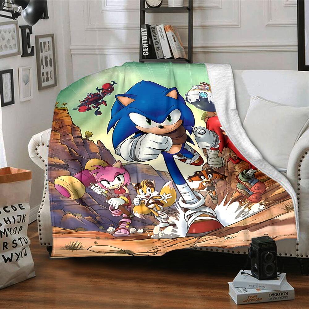 1Pc Sonic Adventure Team Sonic Blanket For Couch Bed Plush Cozy Fuzzy Blanket Super Soft Warm Blankets For Fall And Winter 0918237