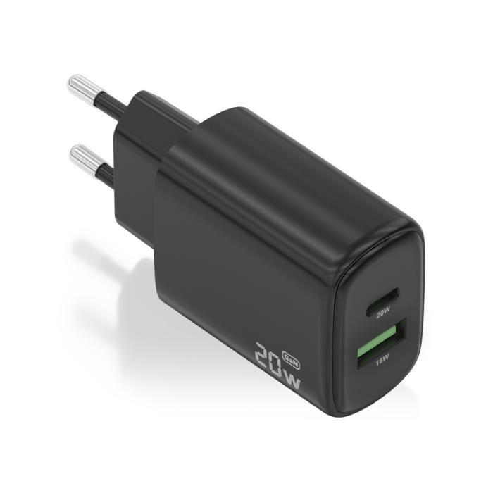 Chargeur - AISENS - A110-0910 - 20W - 1xUSB-C PD3.0 - 1xUSB-A QC3.0 - Noir