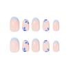 Le Fan Blue Floral French Short Round Summer Nails