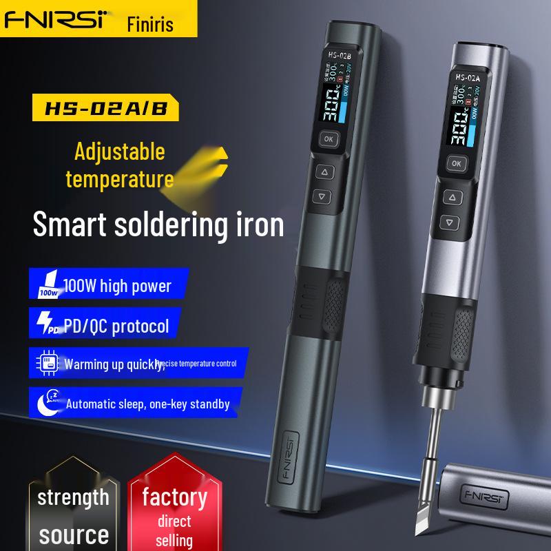 FNIRSI HS-02 100W Smart Electric Soldering Iron: Portable Constant Temperature Soldering Pen for Household Repair and Welding