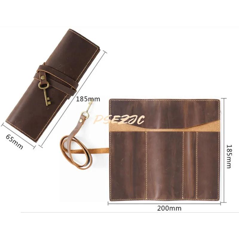 Handmade Retro Cowhide Pen Case Simple Art Multifunctional Bundled Stationery Bag Wearable